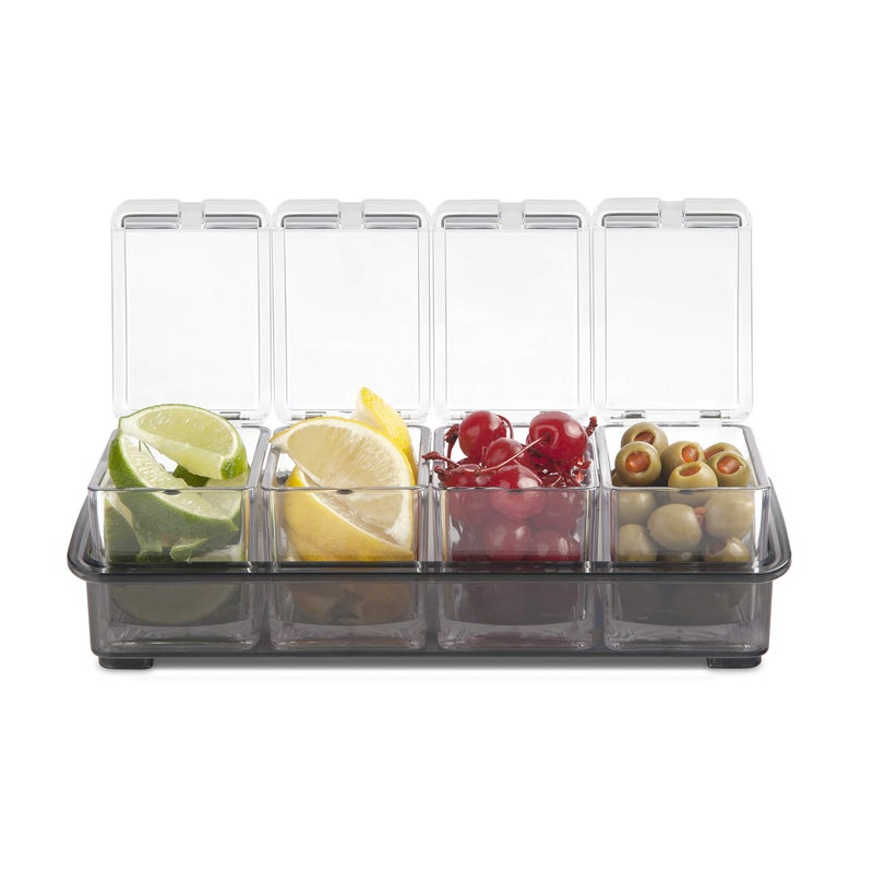 Final Touch 5 Piece Garnish Bar Caddy - Keep Ingredients Organized and Sanitary - 4 Removable Containers with Lids - BPA-Free Acrylic (FTA2000) - Image 3
